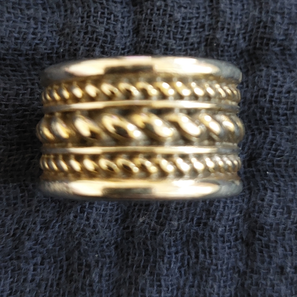 Brighton Silver And Gold-Tone Textured Ring, Size 7 - Picture 2 of 6